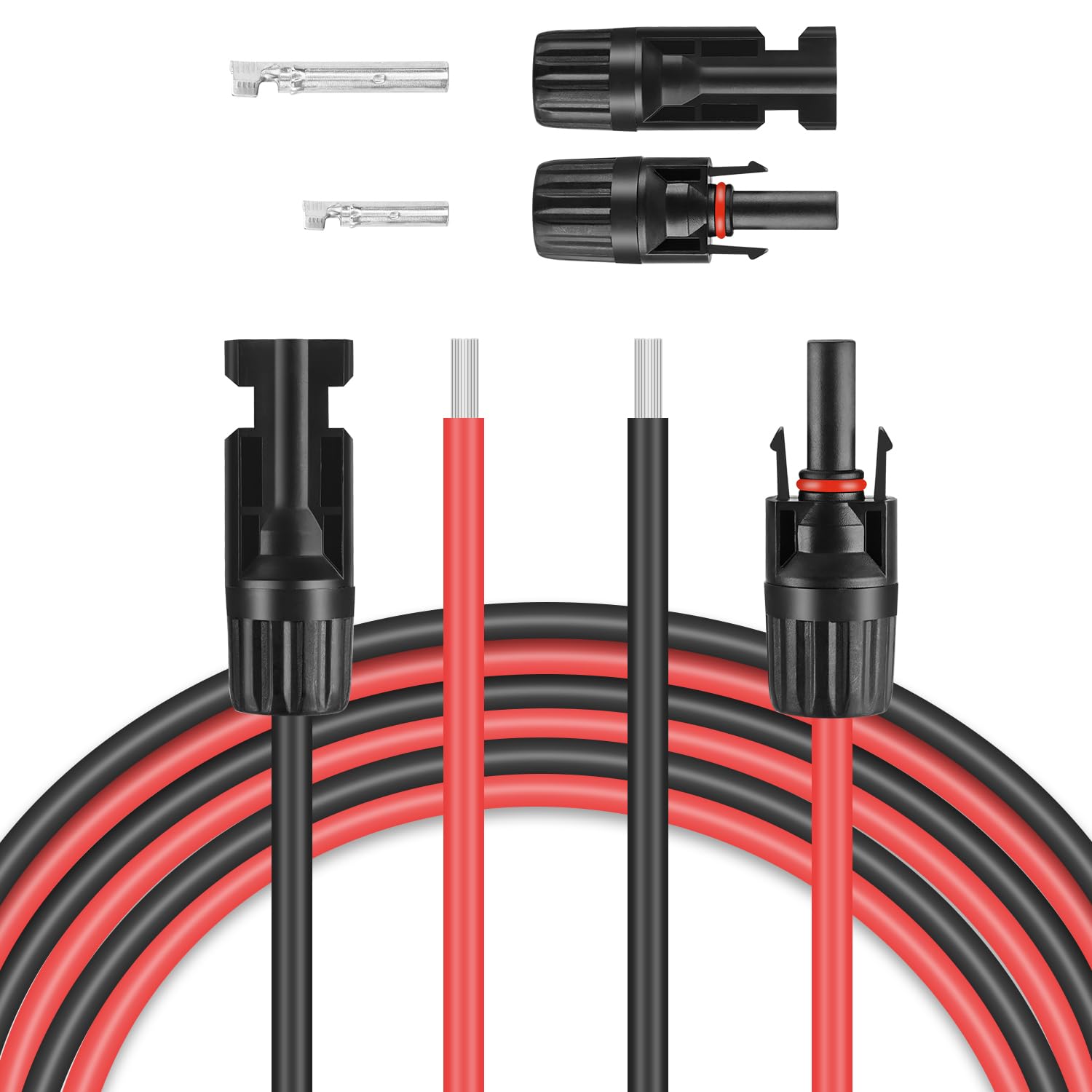 Solar Cable 20 Ft 10 AWG (6mm) Twin Wire Solar Extension Cable with Female and Male Connector, Solar Panel Cable Wire & Adaptor for Home, Shop and RV Solar Panels