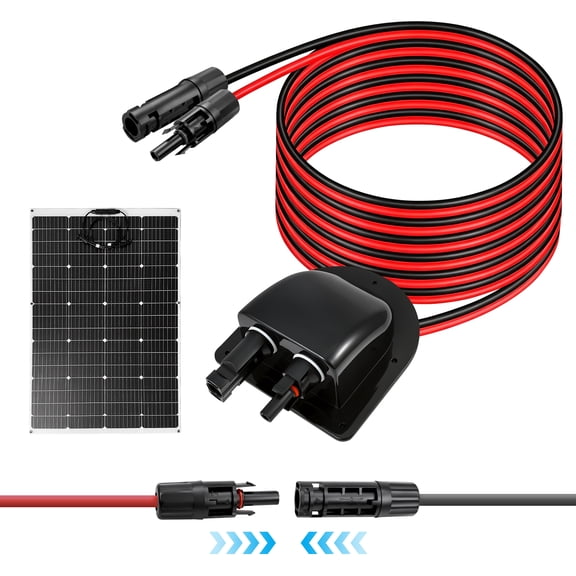 Solar Cable Gland Entry Kit with 10Ft 10AWG Wire IP68 Waterproof PA Nylon Solar Panel Cable Gland for RV Boat and Off Grid Wiring