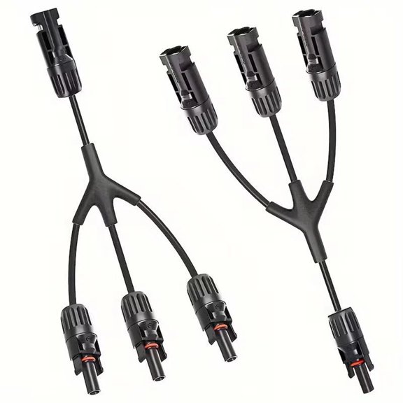 Solar Cable  Y Branch Parallel Adaptor for 3 Solar Panels, Solar Panel Connectors Adapter Outdoor, Waterproof