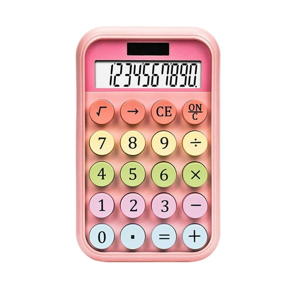 Solar Calculator 10-Digit Large Screen Desktop Calculator with Sensitive Keys Pink Solar and Battery Dual Power