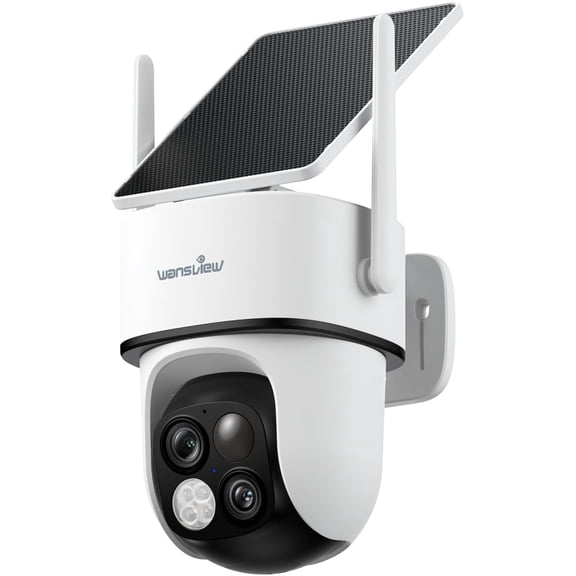 Solar Camera Outdoor Wireless-2K 360PTZ Cameras for Home Security with Dual Lens, Solar Panel/Battery Powered, PIR Detection, Color Night Vision, 2.4Ghz Wi-Fi Only, Works with Alexa, B7 1P W
