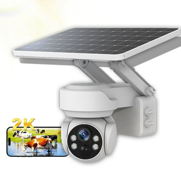 Solar Camera Outdoor Wireless,WiFi Outdoor Security Camera,Solar Powered Wireless Outdoor Camera, HD 2K+360° View Camera,Auto Tracking Human Detection
