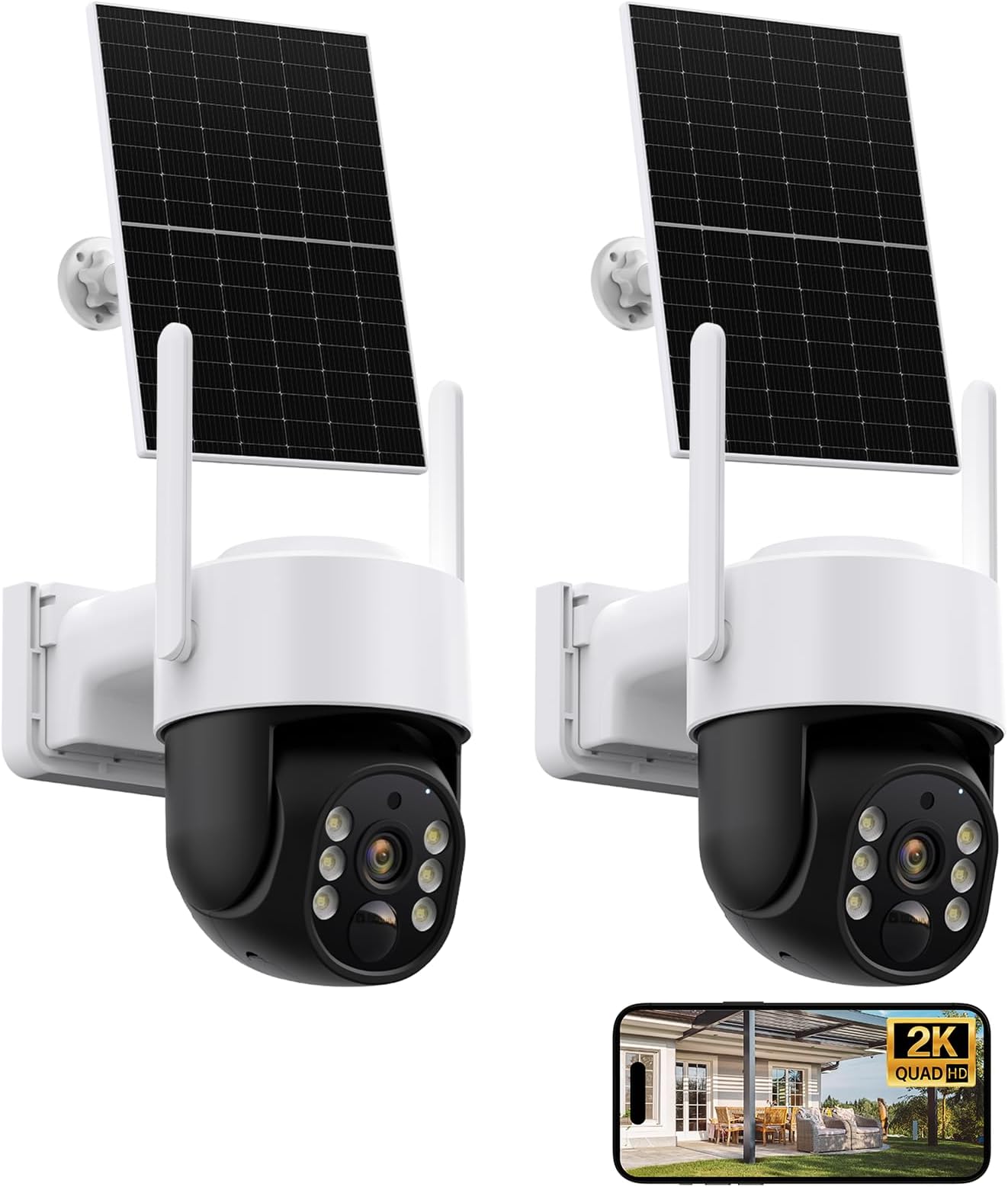 Solar Cameras Outdoor, 2.4GHz Dual WiFi Cameras for , Outside Camera ...