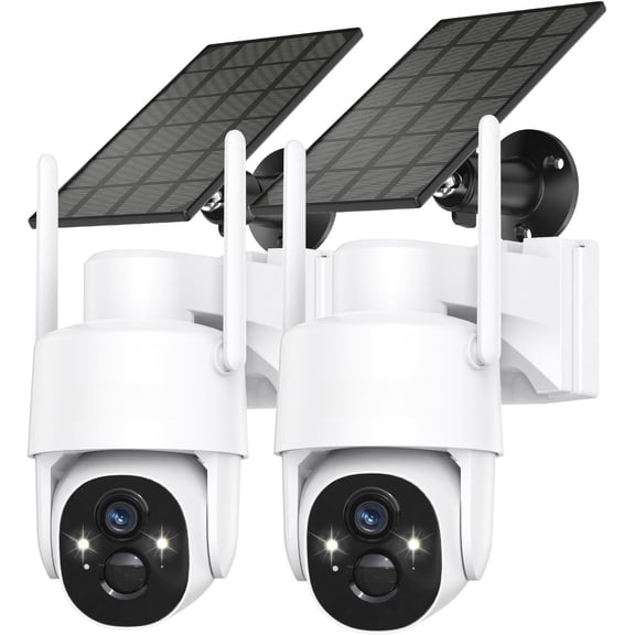 Solar Cameras Outdoor,360? View with Spotlight Color Night Vision, WiFi ,PIR Sensor, Easy Install, 2.4 GHz