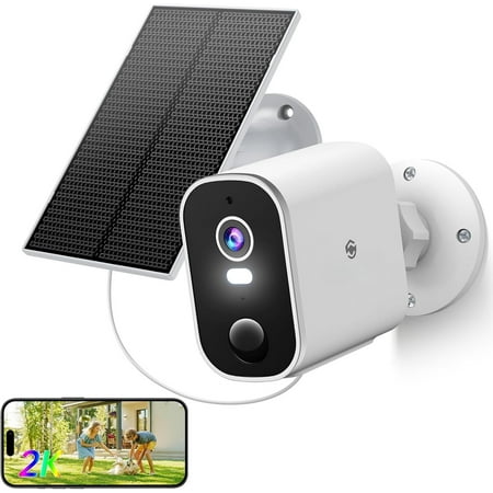 Solar Cameras Outdoor: WiFi Camera with AI Motion Detection for - Color Night Vision Spotlight Siren 2-Way Talk IP65 Cloud TF Storage