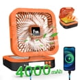thumbnail image 1 of Solar Camping Fan with LED Light, 4000mAh Rechargeable Tent Fan, 4 Speeds, 90° Oscillation, Portable Outdoor Fan for Camping, Travel and Emergency Use, 1 of 7