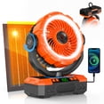 thumbnail image 1 of Rechargeable Solar Fan, Solar Camping Fan with LED Lantern, Portable Fan with Solar Panel, Battery Operated Powered Outdoor Tent Fans for Picnic, Barbecue, Fishing, Travel, 1 of 8