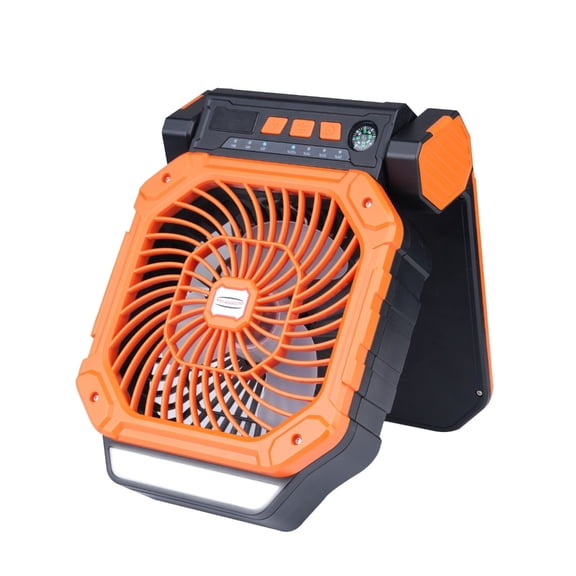 Solar Camping Fan With LED Light 4Adjustable Speed 3Brightness Light Timer Compasses Function For Outdoor Tent Activity
