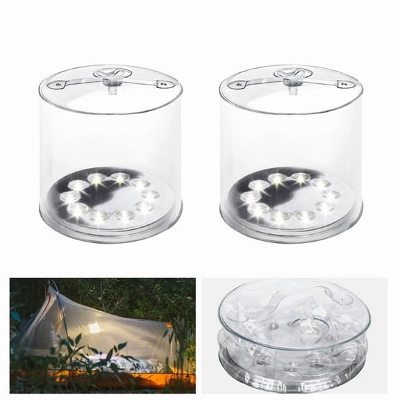 Solar Camping Inflatable Lights Outdoor, Waterproof Solar Powered LED Light for Camping Hiking Hunting Fishing Patio Parties Outdoor Camping Tent Night Light (2 Pack)