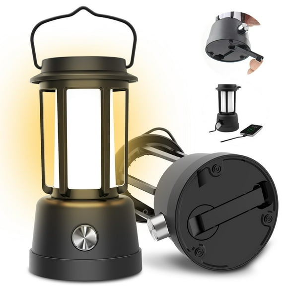 Solar Camping Lantern, 3 Light Modes 6000mAh Rechargeable Emergency Tent lights, Lantern with Hand-Cranked Power, LED Lantern Camping for Backpacking Hiking Fishing