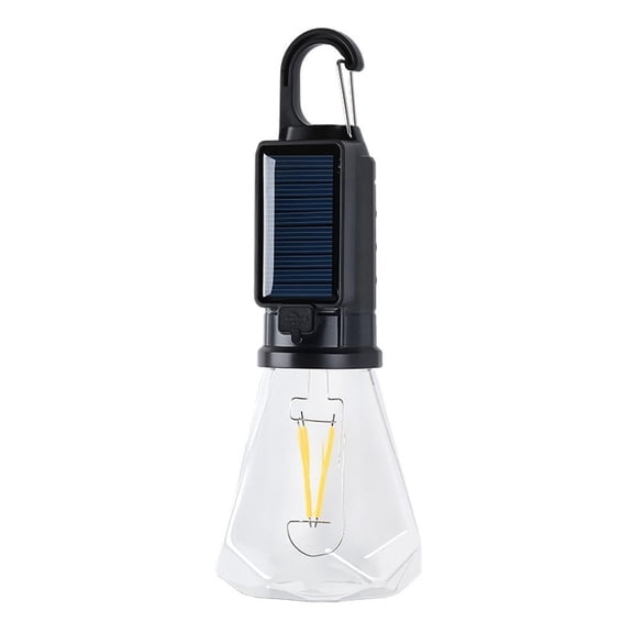 Solar Camping Lantern 600 Lumens USB C Rechargeable LED Bulb with Hanging Hook IP67 Waterproof 1 Piece-