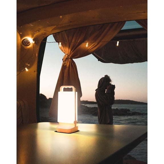 Solar Camping Lantern 6000mAh 2 Pack, USB Rechargeable Camping Light & Power Supply, Dimmable LED Night Lamp with Up to 80Hrs Runtime, Survival Gear for Emergency, Hurricane, Hiking & Outdoor, Indoor