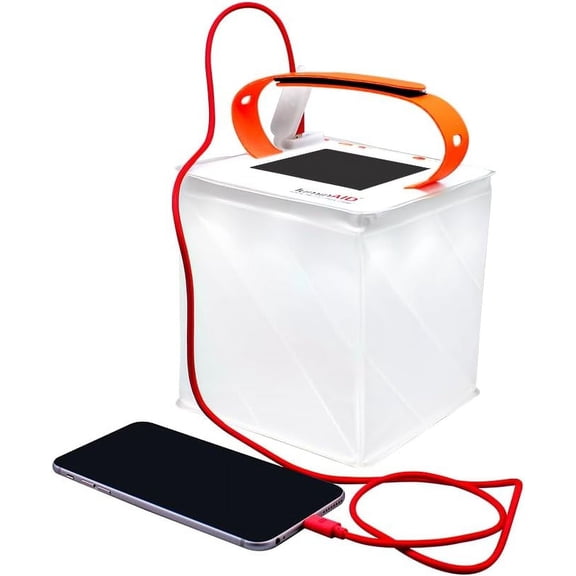 Solar Camping Lantern and Phone Charger with 200 Lumens LED Light and Multiple Brightness Settings