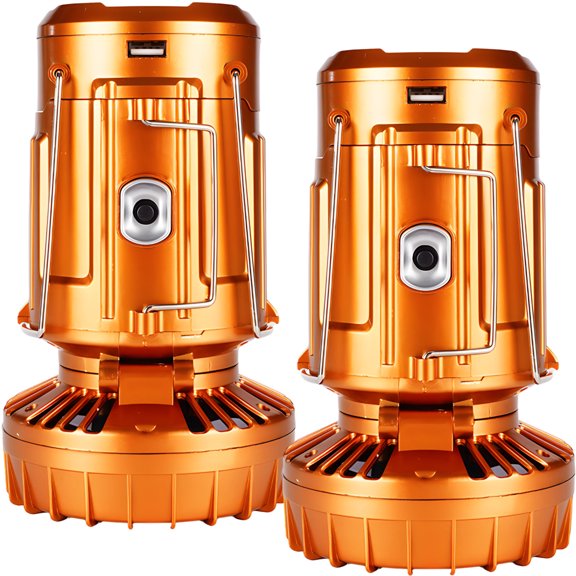 Solar Camping Lantern with Fan, LED Rechargeable Outdoor Tent Light, USB Charging, Foldable Design, IP44 Water-Resistant, for Hiking and Activities