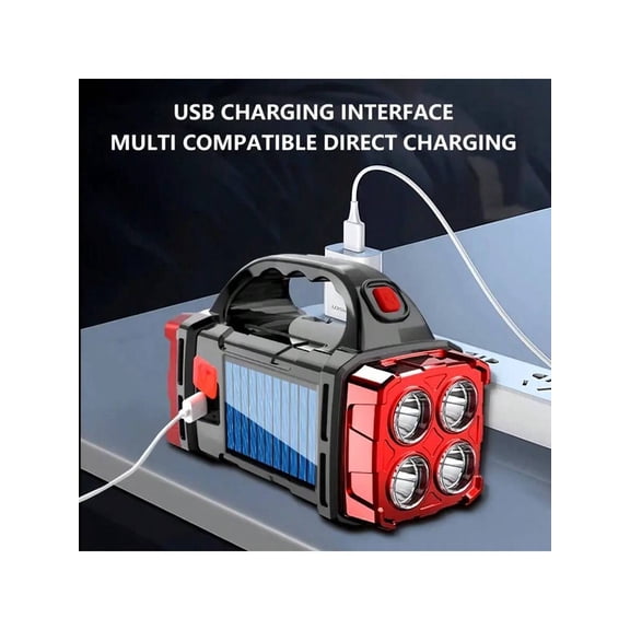 Solar Camping Light LED Rechargeable Lantern with Power Bank and Flashlight Portable USB Charging Durable ABS Outdoor Emergency Lamp for Hiking Camping, 1 Pack, Black