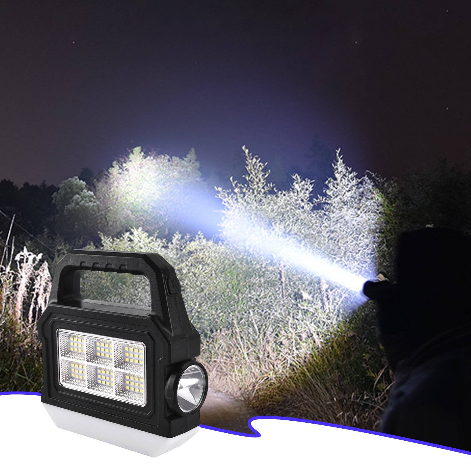 Solar Camping Light with USB Charging, 500m LED Portable Tent Lamp, 5 Modes Solar-Powered Lantern for Hiking, Emergency, Power Bank, IPX6 Waterproof