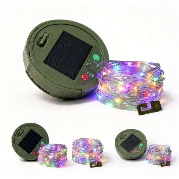 Solar Camping Lights LED String Lights Outdoor, Portable Waterproof Fairy Lights with Ground Stake, Warm White Copper Wire Tent Lantern for Garden Patio RV Party Decoration