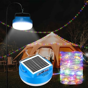 Solar Camping String Lights, 11 in 1 Upgraded Quick Storage 32.8FT Rechargeable Fairy Light Outdoor Tent, IP67 Waterproof Portable LED Balcony Lamp