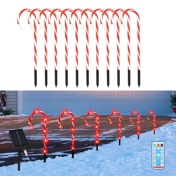 Solar Candy Cane Lights RED