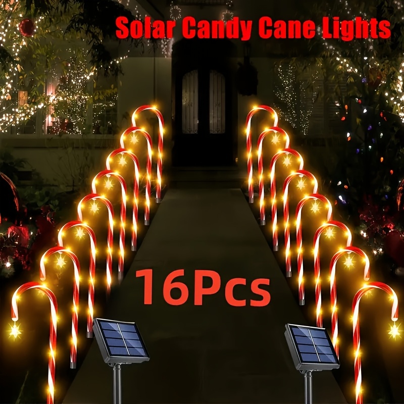 Solar Candy Cane Lights with 96 LEDs | 8 Lighting Modes & 5-in-1 Design ...