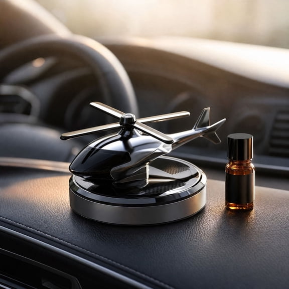 Solar Car Air Freshener Rotating Helicopter Dashboard Ornament Aroma Diffuser Perfume Holder Interior Decor Car Accessory for Drivers 0.2 fl oz