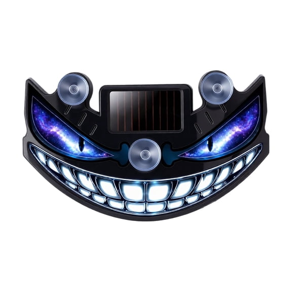 Solar Car Evil Grin LED Devil Eyes Light, Suction Cup Window Warning Lamp for Automobile Truck SUV Rear Windshield Halloween Car Decor