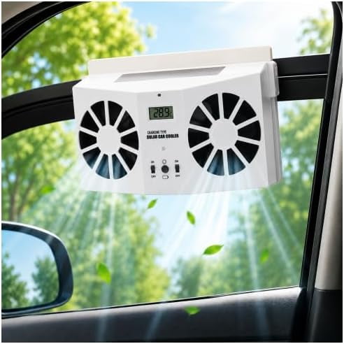 Solar Car Exhaust Fan,Auto Window Fan with 2 Head Cooling Ventilator Cars Air Vent Cooler Ventilation System for Cars Vehicles Truck RV