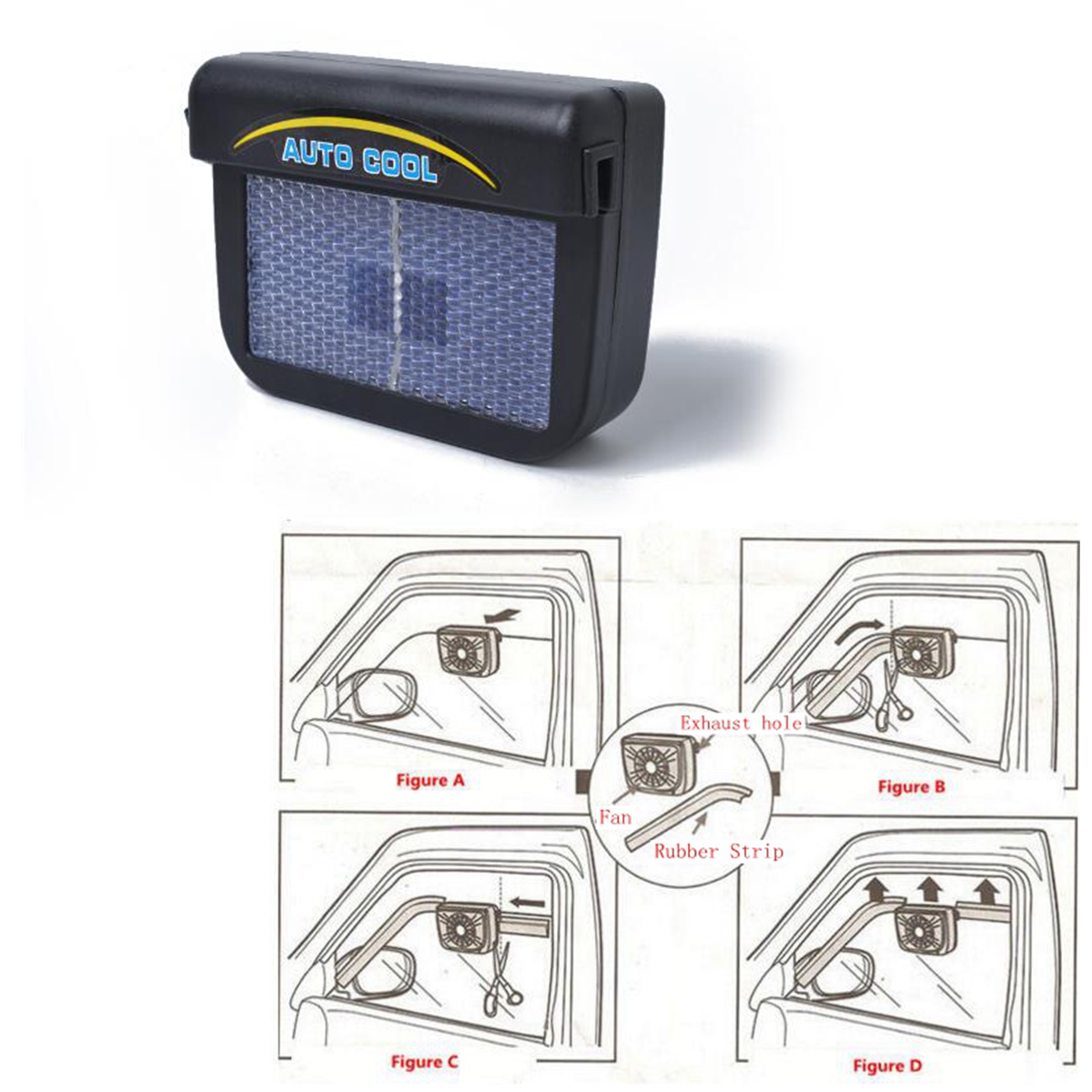 Solar Car Exhaust Fan Rechargeable Auto Ventilator Ventilation System