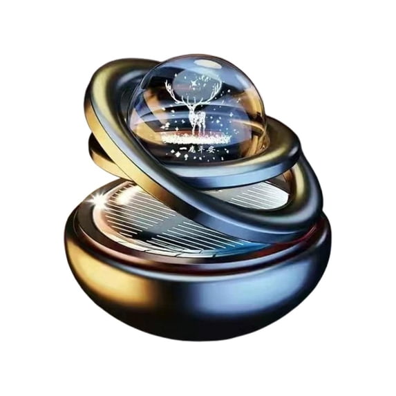 Solar Car Freshener & Aroma Diffuser, Automatic Rotating Purifier for Dashboard, Refillable Perfume Pad