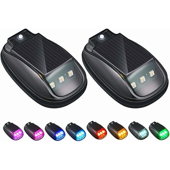 Solar Car Roof RGB Strobe Light with Remote Control, 2025 Upgrade Solar Cab Lights for Trucks, Wireless No Drill Roof Top Marker Lights, Waterproof LED Clearance Light with for Semi Truck(2pcs)
