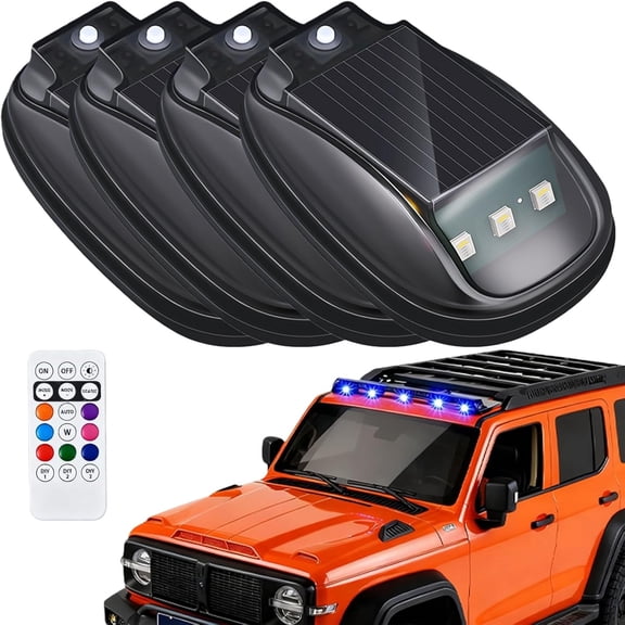 Solar Car Roof RGB Strobe Light with Remote Control, Smart Sensing Marker Light, Start Lights for Car Roof, Wireless LED Mount, 8 Colors, for Motorcycle, Vehicle, Truck, Night Driving