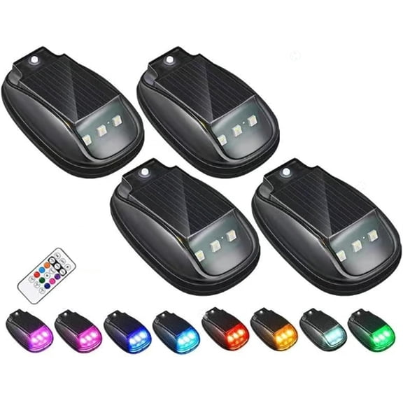 Solar Car Roof RGB Strobe Light with Remote Control, Smart Sensing Marker Light, Wireless LED Strobe Lights with Remote Control, for Motorcycle, Vehicle, Truck Use, Night Driving