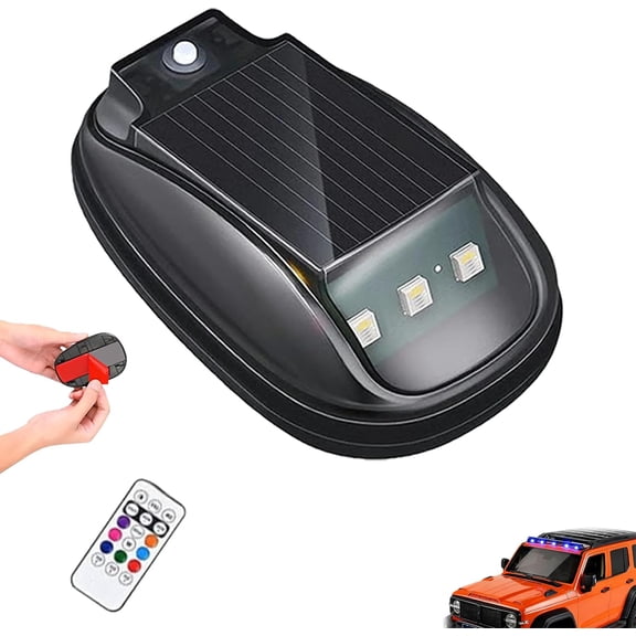 Solar Car Roof RGB Strobe Light with Remote Control, 8 Color Wireless LED Marker Light, Waterproof for Truck, Motorcycle, Vehicle