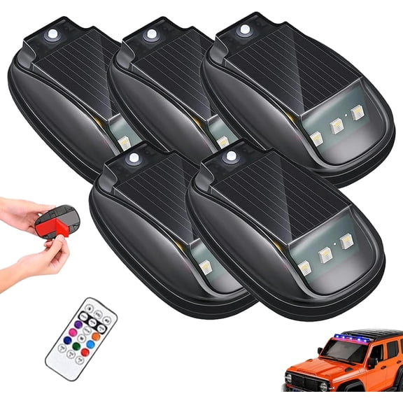 Solar Car Roof RGB Strobe Light with Remote Control, 8 Color Wireless LED Marker Light, Waterproof for Truck, Motorcycle, Vehicle