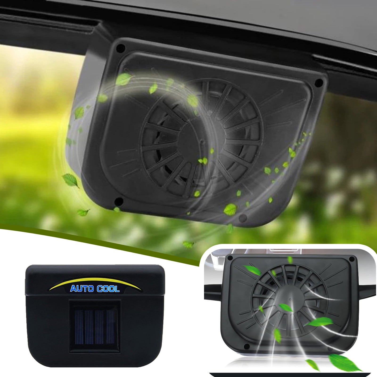 Solar Car Window Fan, Auto Powered Cool Fan Ventilator Vehicle Exhaust Ventilation Cooler System
