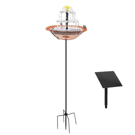 Solar Cascade Bird Bath Fountain with Stake, Cascade-Design Outdoor Birdbath Water Feature Decor for Garden Yard Patio Lawn