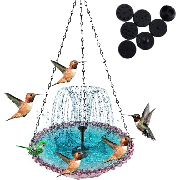 Solar Cascade Hanging Bird Bath Fountain, 2026 Upgraded 8 Spray Heads Pump, Efficient Solar Powered Fountain for Garden Decor and Backyard Bird Care