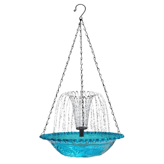 Solar Cascade Hanging Bird Bath Fountain, Hanging Bird Feeder, Outdoor Garden Bird Feeder, Balcony Patio Yard Decor, Lightweight Hanging Design, Blue