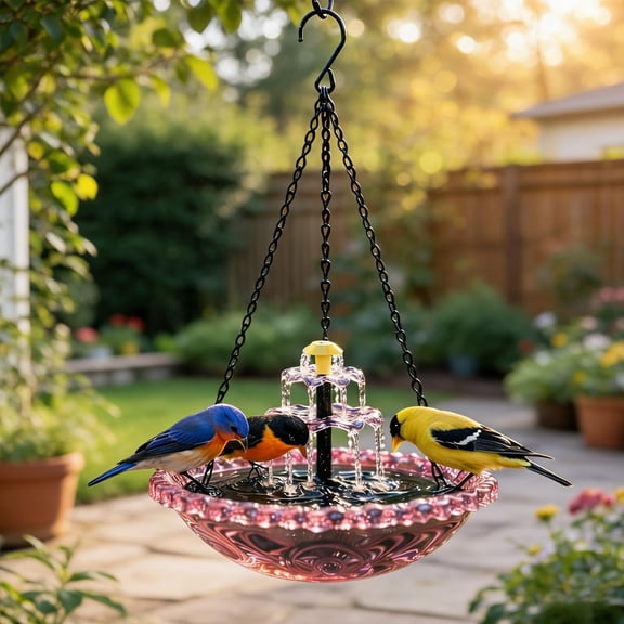 Solar Cascade Hanging Bird Bath Fountain,Hanging Solar-Powered Bird Bath Fountain Pump and Distributor,Outdoor Decorative Bird Bath and Shower Set,Suitable for Outdoor use, Patios,and Gardens