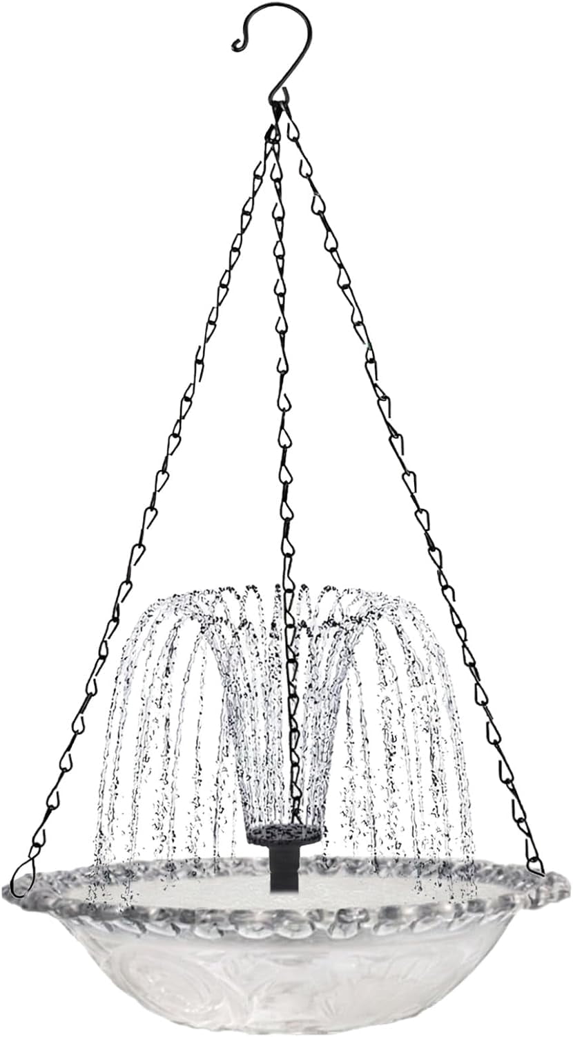 Solar Cascade Hanging Bird Bath Fountain, Outdoor Bathable Bird Feeder, No Wiring or Power Required, Attract Wild Birds & Hummingbirds, for Outdoor Garden, Terrace Decoration