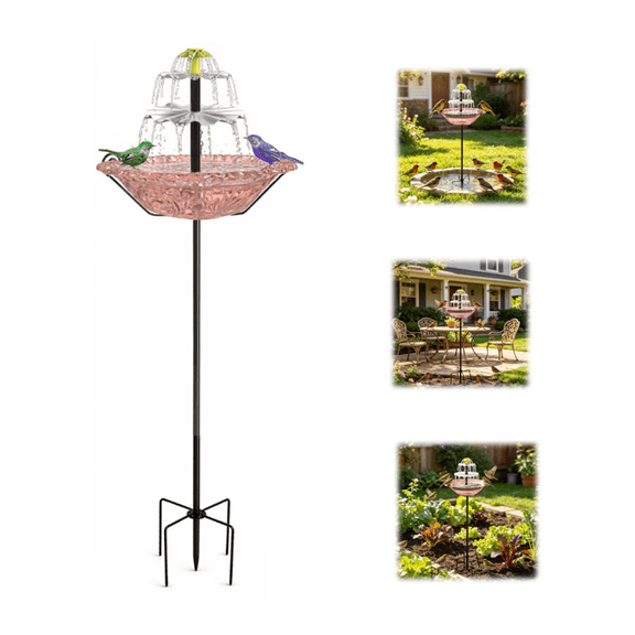 Solar Cascade Hanging Bird Bath Fountain Solar Powered Birdbath Water Fountain Pumps Dispenser Outdoors Decor Hummingbird Bath Shower Bowl Kit Garden Gift Yard Patio Backyard Decoration