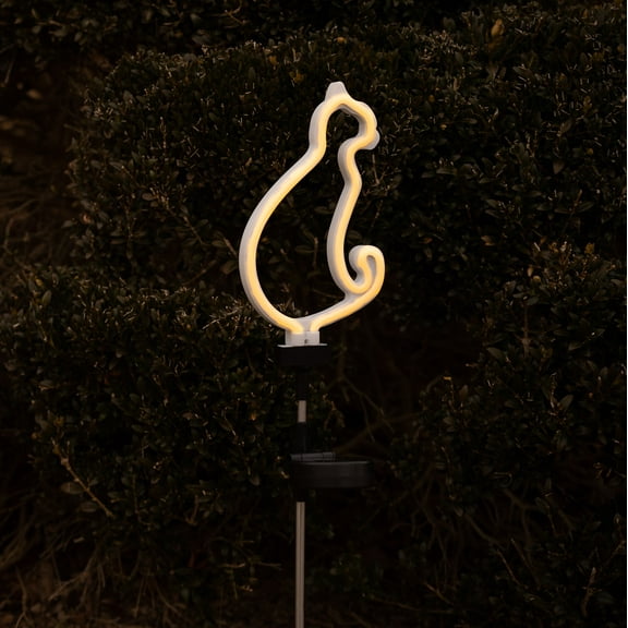 Solar Cat LED Neon Outdoor Garden Décor Ground Stake Light