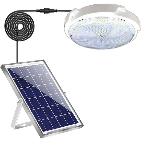 Solar Ceiling Light, 5000LM Solar Lights Indoor Outdoor, Brighter Solar Shed Lights with Remote Control, Cool White Solar Pendant Light for Barn, Porch, Patio, Gazebo