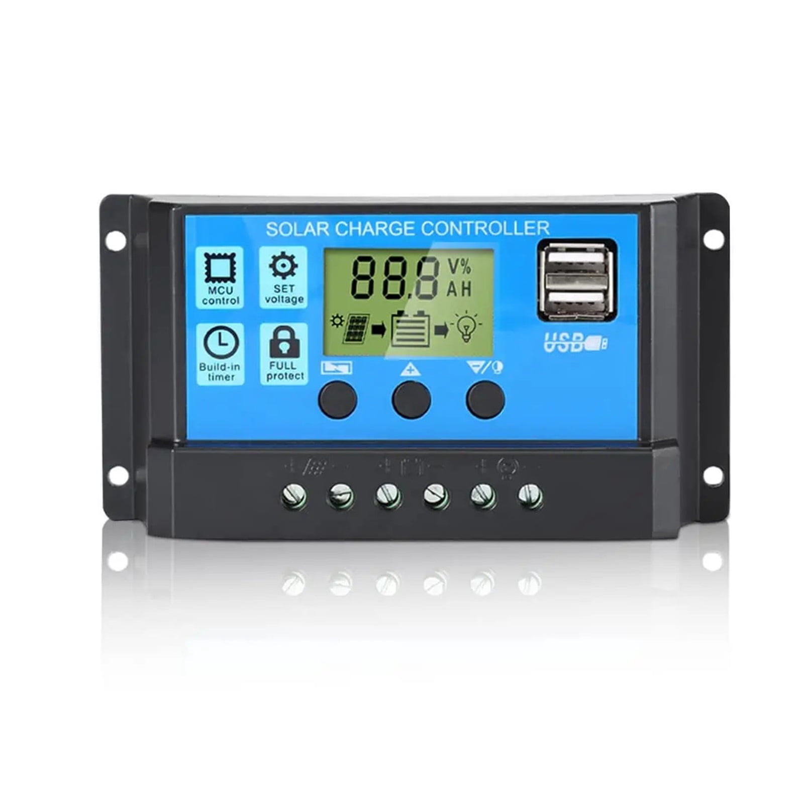 Produktbild von Solar-Laderegler MPPT/PWM – 10A Bis 150A, 12V/24V, LCD, 2x USB, Für Solarpanel-Batterien