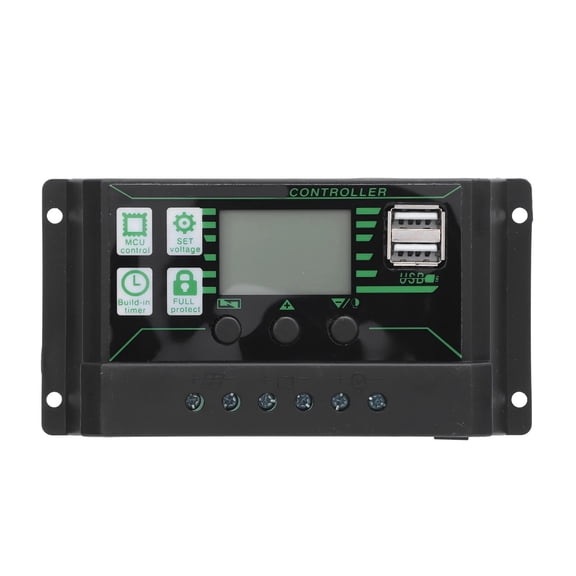 Solar Charge Controller 10A LCD Display Dual USB Port Multiple Guard Solar Panel Regulator for RV ,Ease Of Installation