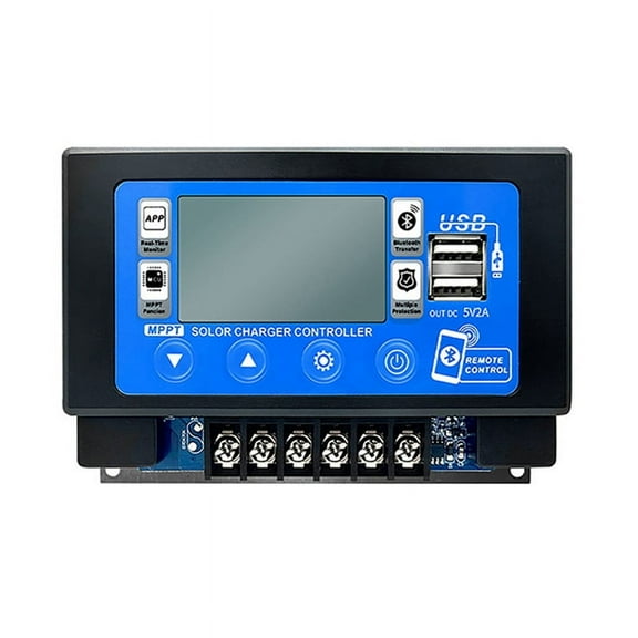 Solar Charge Controller Bluetooth 30A MPPT with LCD Display Dual USB Support 12V/24V Battery