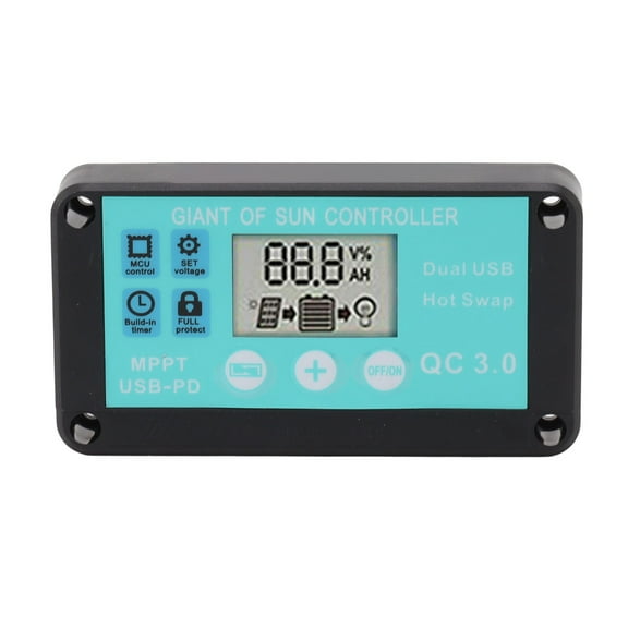 Solar Charge Controller, Dual USB, Fast Charging, MPPT Regulator For 12V/24V Systems