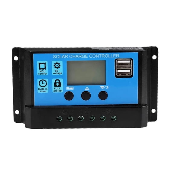 Solar Charge Controller Solar Panel Controller 12V/24V Adjustable LCD Display Solar Panel Battery Regulator With USB Port ,High-Efficiency - D_10A