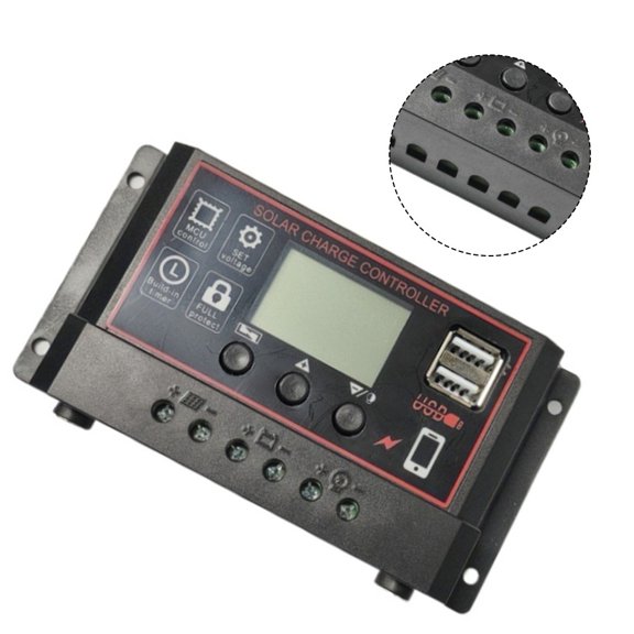Solar Charge Controller With Dc Port Black With Dual Usb For Solar Power