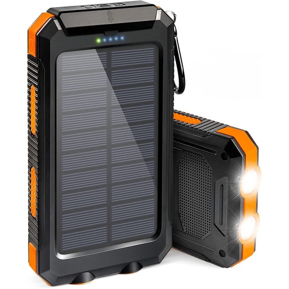 Solar Charger, 38800mAh Portable Type-C Solar Power Bank for All Cellphones, Waterproof Battery Pack, Outdoor External Backup Power Charger Three Outputs/LED Flashlights, Perfect for Camping Travel